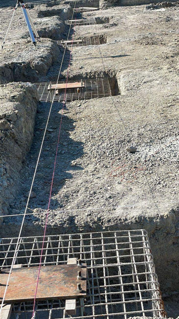 Fondations : semelles alignées au laser